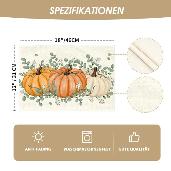 Blad Höst Underlägg Set om 5, 30x45cm Semester Underlägg Tvättbara Underlägg Kök Fest Dekoration B