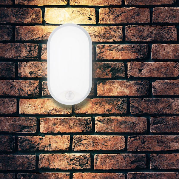 Oval LED væglampe loftslampe væglampe med bevægelsessensor, 10W 4000K 700LM IP54, [Energiklasse A+]