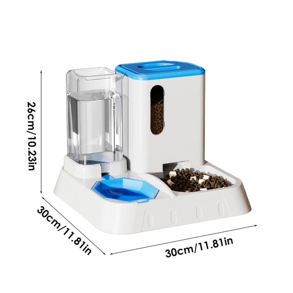 Automatiske kattefoderautomater, Automatiske kattefoderautomater, Transparent automatisk mad- og vanddispenser, Foderforsyninger med stor kapacitet og skridsikker bund (Blå)