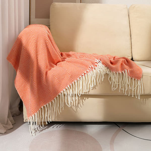 Koselig teppe, sengeteppe, sofa, ullpledd, teppe, pledd, sofateppe, fluffy sofa teppe, merino teppe, fluffy varmt pledd orange 130*220cm
