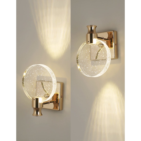 Krystallvegglampe, innendørs vegglampe i nordisk stil, enkel kreativ vegglampe for soverom, nattbord, stue, bad (gull, liten)