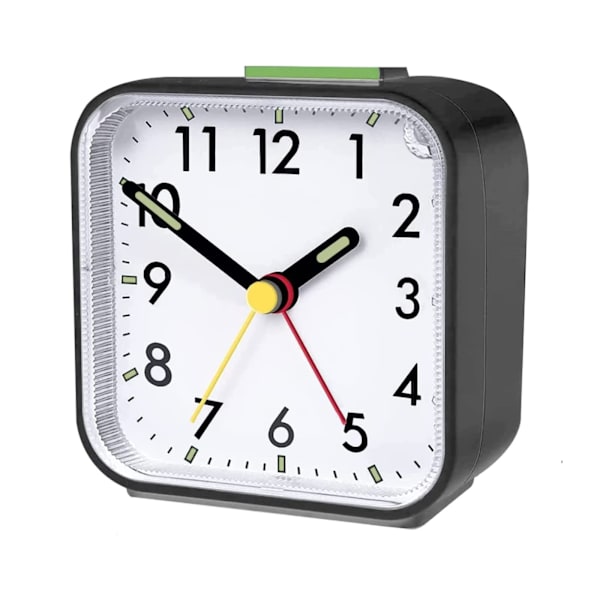 Analog väckarklocka utan tickande med ljus och snooze-funktion och toppknapp, högt alarm, tyst väckarklocka, batteridriven black