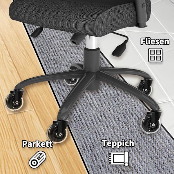 Toimistotuolin pyörät, 11x22 mm toimistotuolin pyörät Mukava ja hiljainen rullaus 360° pyöriminen Suojaa lattiaa Kulutusta kestävä