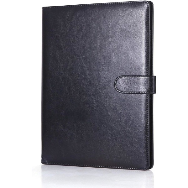 A4-mapp, Urklipp i konstläder med cover Skrivararbete Folio Refillable Organizer Portfolio Clipboard (blå) Black