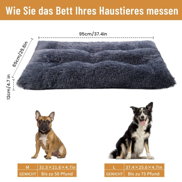 Hundeseng store hunde, hundepude vaskbar hundekurv fluffy - 90x65cm anti-angst, skridsikker hundemåtte