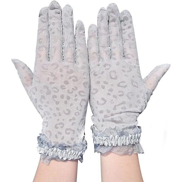 Spets handskar prickig mesh handskar elegant tebjudning spets handskar korta långa vintage bröllopshandskar för kvinnor kostym, grå