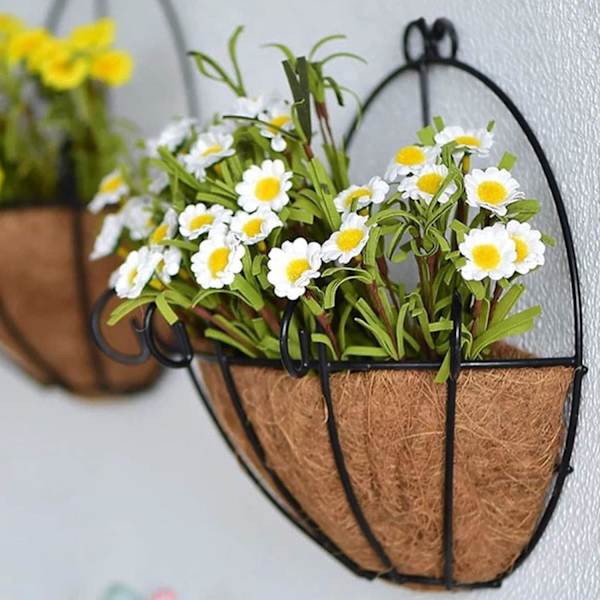 2-pack hängande smidesjärnsblomkorgar