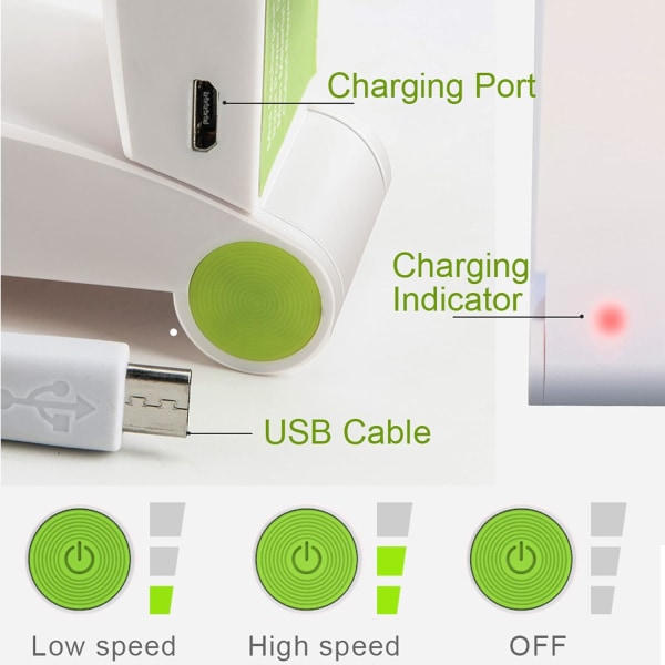 Handhållen minifläkt Bärbar hopfällbar fickfläkt USB laddningsbar laddningsbordsfläkt Små resefläktar för hem, kontor, resor, camping (grön) Green