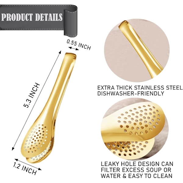 Tænger 5 tommer rustfrit stål serveringsredskaber små tænger til forretter sukkertænger istænger teselskabssæt med 4 (5 tommer sølv)
