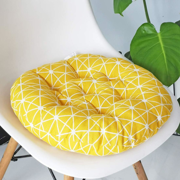 Blød rund stolpude til have, terrasse, hjem, køkken, kontor, sædehynde, gitter, gul, diameter 16\"