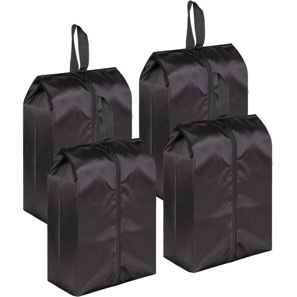 4 stk bærbare nylon rejsesko tasker med lynlås lukning (sort, 30*21 cm) 30*21cm