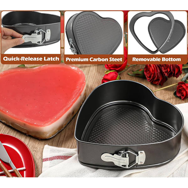 2 stk. Hjerteformet springform pande 9 tommer nonstick hjerte cheesecake pande, stor hjerte kageform, Valentinsdag bagning