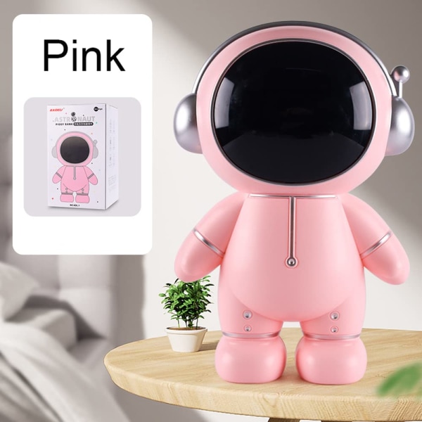 Astronaut Piggy Bank Mønt Bank Rummand Pengeboks Astronaut Figur Dekoration Desktop Skulptur Statue (Pink) Pink