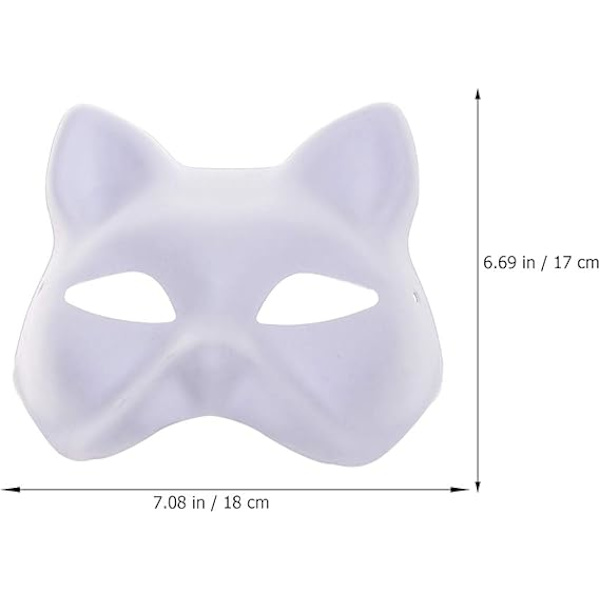 Kattemaske, 3 stk. masker Hvide kattemasker Blanke DIY Halloween-maske Dyrehalvmaske Maskerade Cosplay-fest