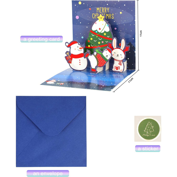 Käsintehty Hyvää Joulua Pop Up -kortti, Käsintehdyt 3D Popup -onnittelukortit jouluksi, Pop Up -joulukortit, Joulukortti 3D 6 kirjekuorella
