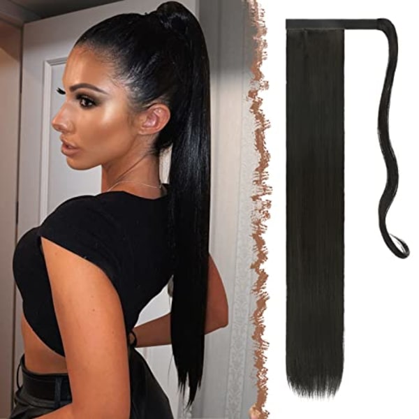 Lång Ponytail Extension, Rak Syntetisk Fläthår Extension black