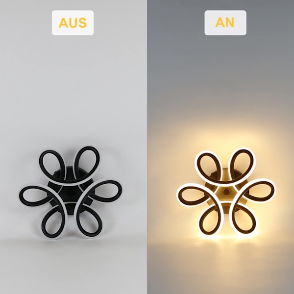 LED-loftslampe, sort, lille loftslampe til entreen, 30 W køkkenlampe, moderne varm hvid soveværelseslampe, 3000K geometrisk designlampe