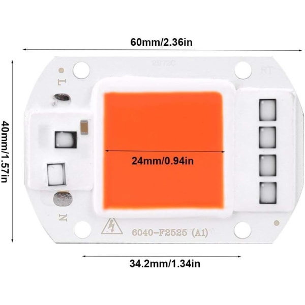 Fdit LED COB-lampe AC 220V lyskilde til DIY LED-spotlight projektør energibesparende lampe 50W (orange)