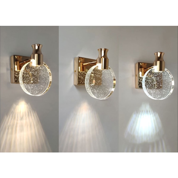 Krystallvegglampe, innendørs vegglampe i nordisk stil, enkel kreativ vegglampe for soverom, nattbord, stue, bad (gull, liten)