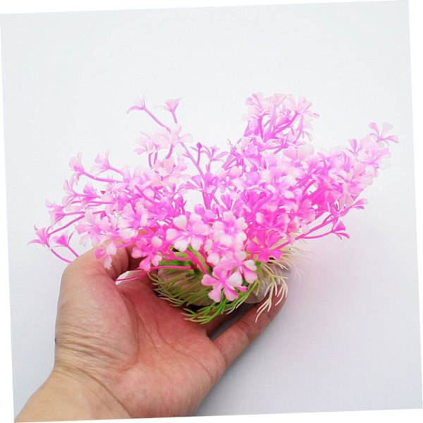 Akvariedekor Faux-växter Falska vattenväxter Rosa växter Konstgjorda växter Akvarie falska växter Konstgjord gräsplanta Rosa dekor