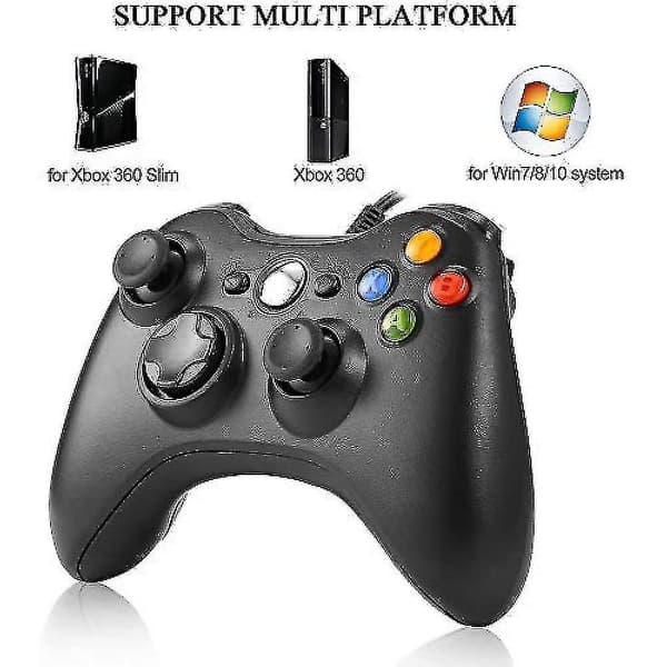 Trådløs kontroller, USB-gamepad for Microsoft Xbox 360/slim/pc (svart)