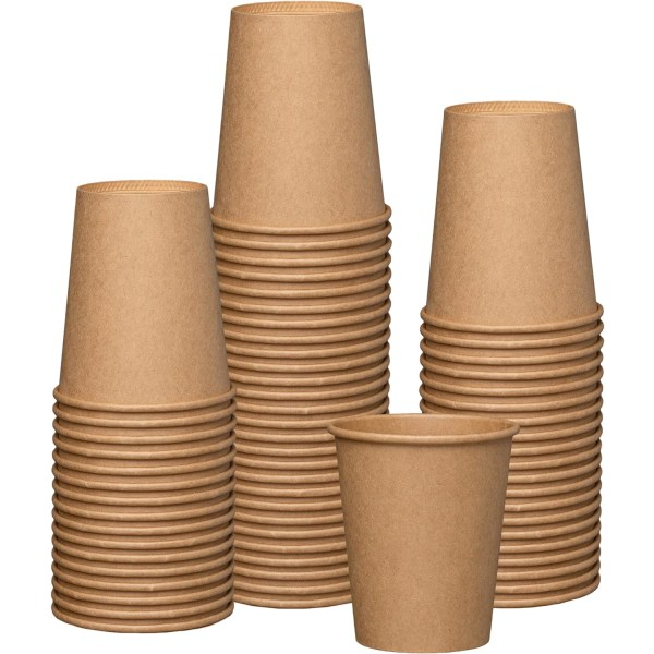 [100 pakkaus] 8 oz. - 250 ml Kraft Paper Hot Coffee Cups - Valkaisematon