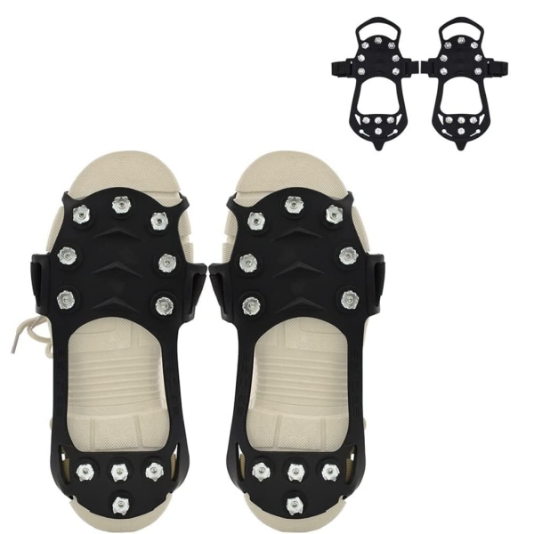 Crampons ispigger for sko og støvler, sklisikre ispigger, trekkraftpigger med 11 stålpigger for vintergåing, klatring, fotturer, isfiske M M