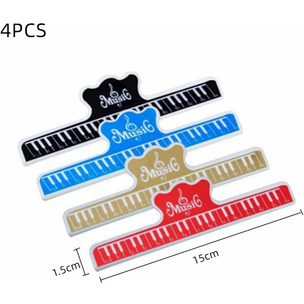 4 st Musikboksklämmor Musikpappershållare Musikhållare Stativ Sida Pappersklämmor Gitarrtillbehör för Piano Gitarr Violin Spela Instrument