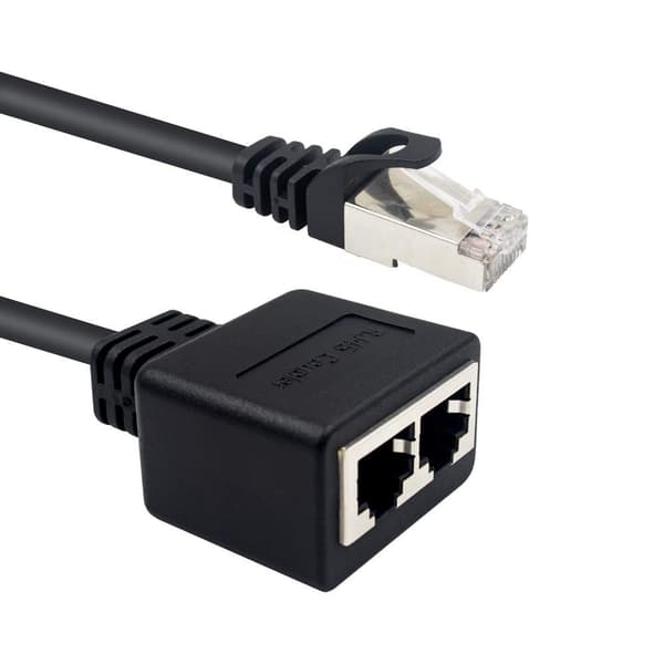 RJ45 1 hann til 2 hunn adapter for LAN Ethernet-kabelforlengelse (bruk samtidig) Surf online samtidig