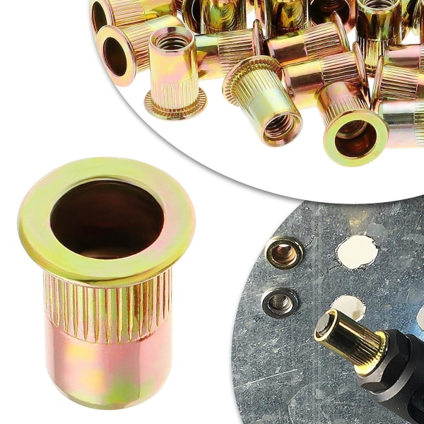50 kappaletta M12 litteäkantainen kierteitetty niitti, sinkitty hiiliteräs kierteitetyt niitit, M12 niitti kierteitetyt lisäkkeet (18mm x 22mm)