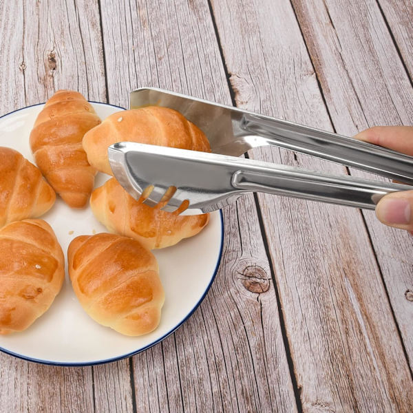 Serveringstänger Kökstänger, Rostfritt Stål Mat Tong Serveringstång, Matstänger för matlagning och servering av pasta, sallader, 12 tum（6-pack)