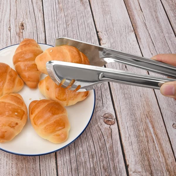 Serveringstänger Kökstänger, Rostfritt Stål Mat Tong Serveringstång, Matstänger för matlagning och servering av pasta, sallader, 9 tum (6-pack)