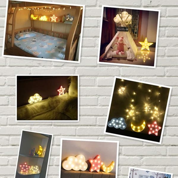 3 stk. 3D LED Chritmas Star Moon Natlys