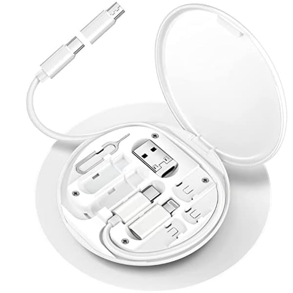 Monitoiminen datakaapeli säilytyslaatikko sovitin Lightning-, USB-C- ja Micro-USB-laitteille Yleinen datansiirtokaapeli