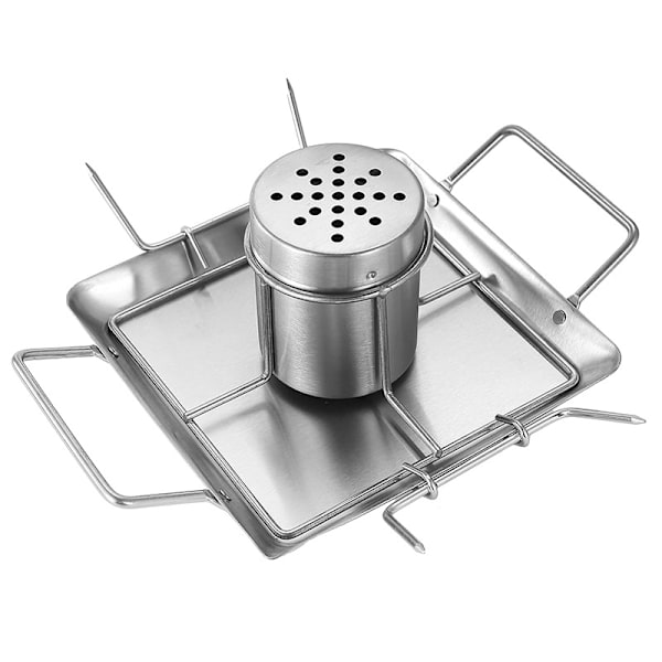 Øldåse Kylling Rist Stand - Rustfrit Stål Holder - Grillstativ til Grillen, Ovnen eller Røgeovnen - Tåler Opvaskemaskine - Inkluderer 4 Grøntsagsspyd