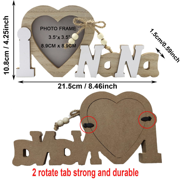 Jeg elsker Nana Bilde Rammer Dekorasjoner Tre Bestemor Hjerteholder Personlige Bilderammer Morsdagsgaver Bestemor Bursdagsgave nana
