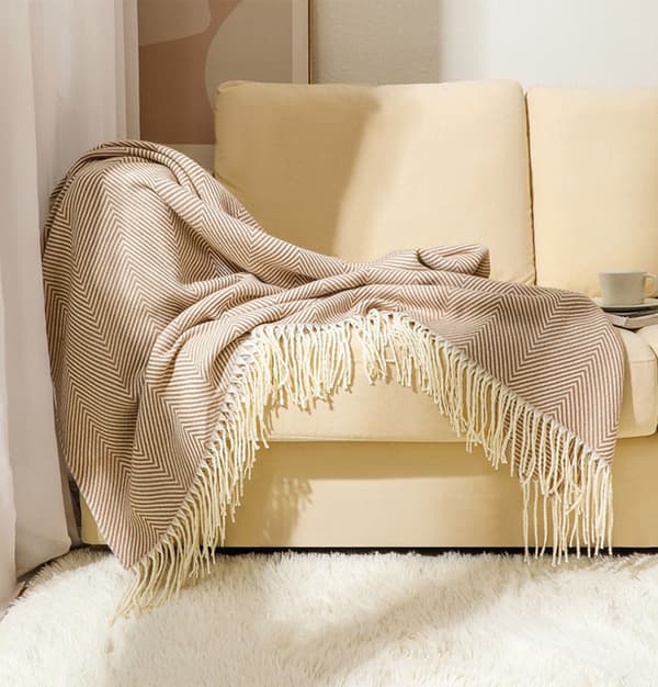 Koselig teppe, sengeteppe, sofa, ullpledd, teppe, pledd, sofateppe, fluffy sofateppe, merino teppe, fluffy varmt pledd Khaki 127*172cm