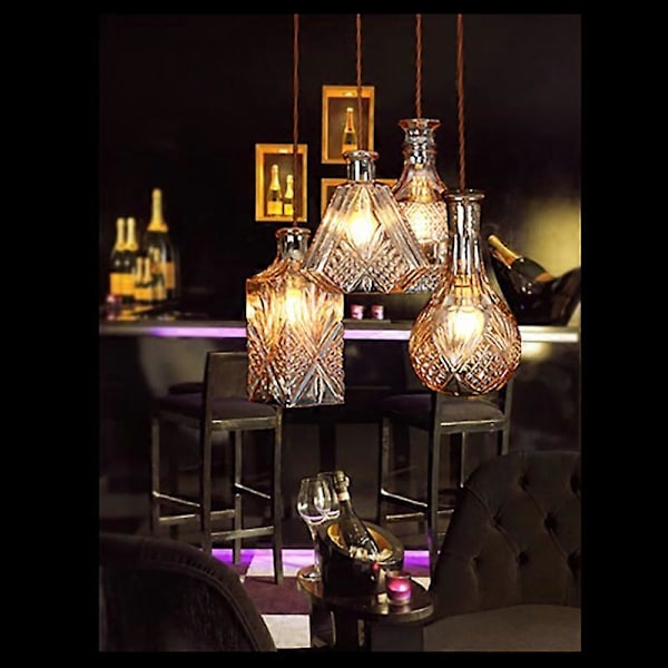 Retro Justerbar Kabelkaraff Glasflaska Hängande Ljus Kronljusarmaturer Skurna Glas Hängande Ljus A