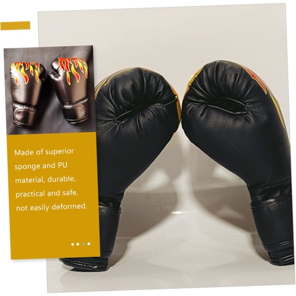 1 par Kickboxing børneboksehandsker til 3-8 år kampposehandsker mænd sort flamme