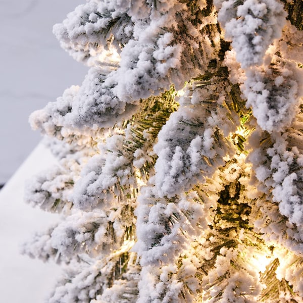45 cm esivalattu pöytätasoinen joulukuusi lunta, joulukuusi Led-valoilla puinen pohja Mini Xmas mänty pöytäpöydälle Kodin joulusisustus
