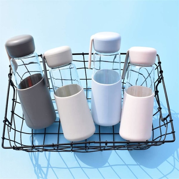 Glas Vandflaske Silikone Etui Kreative Gaver Flasker Anti-Skoldning Hold Koldt Vandflaske light gray