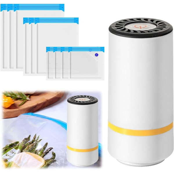 Mad Vakuum Maskine, Mini Vakuumforsegler Maskine, Køkken Vakuumforsegler med 10 Vakuumposer