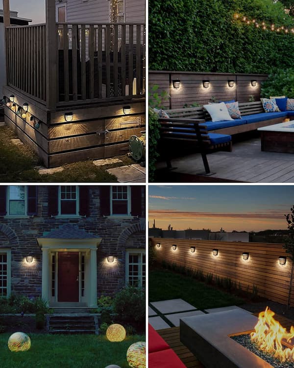 LED solcellelys utendørs 2 moduser IP65 vanntett dekorative solcelle vegglamper for gjerde/gård/garasje/veranda/innkjørsel