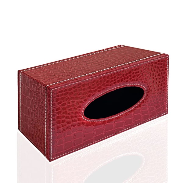Tyylikäs PU-nahkainen pehmopaperirasia, moderni suorakaiteen muotoinen lautasliinateline, pumppaava paperipussi (punainen krokotiilikuvio)