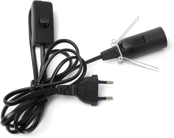 Kabel med afbryder til saltlampe - 1,8 m - Stik til saltlampe Black