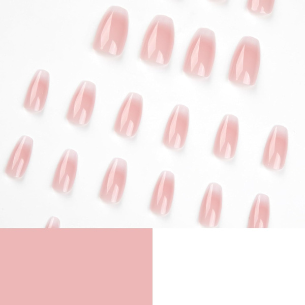 24 stk Korte Falske Negl - Akryl Hvit Nude Gradient Lim-på Negl - Funky Falske Negl med Lim - Falske Negl Lim-på Negl for Kvinner