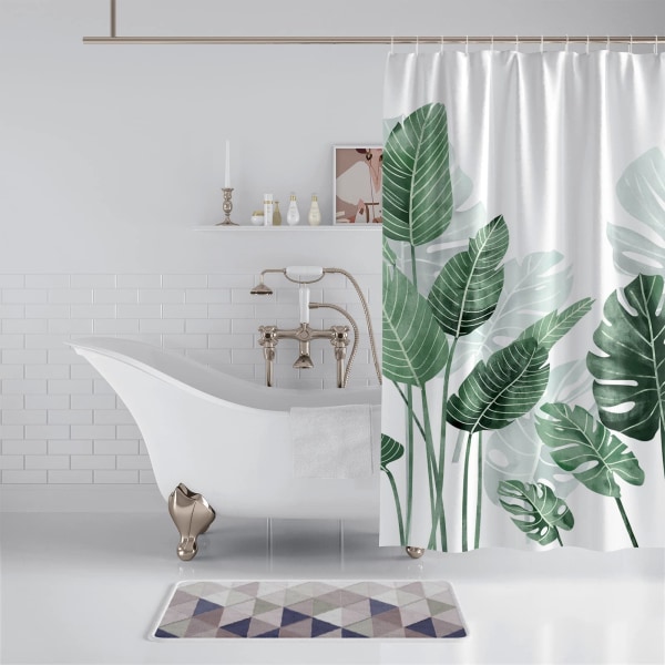 Bruseforhæng 180x200 anti-skimmel bruseforhæng grønne blade planter vandafvisende badeforhæng lavet af polyester vaskbart badeforhæng 180*200cm