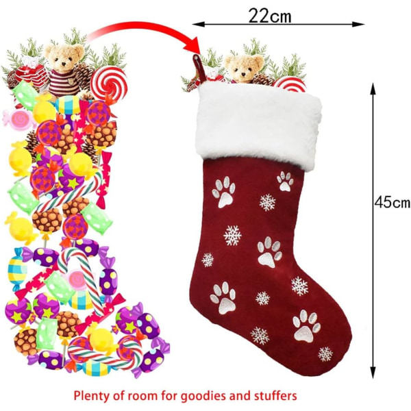 Joulupukinsukka, 2 kappaletta joulupukinsukkia, kissan ja koiran tassun joulukenkä, joulupukinsukka, karkkilahjapussi, joulukuusen koriste