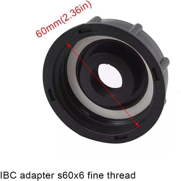 3 stk IBC tankadapter, plastavløpsvanntanklokkadapter, S60x6 IBC adapterfittings 1/2 3/4 1 tommer svart