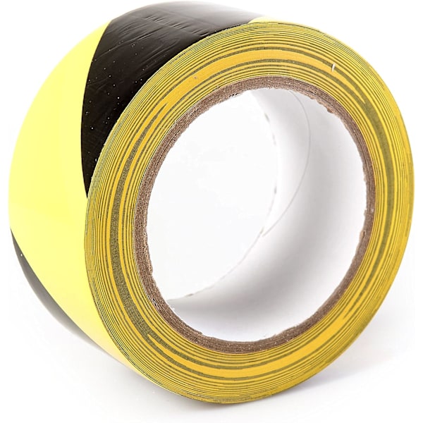Adhesiv signalteip, Signal Safety Adhesive Tape, 50 mm x 33 m per rull, for gulvmerking, svart, gule striper